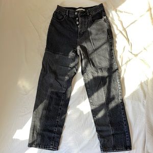PacSun Eco Two-Tone Black High Waisted Straight Leg Jeans